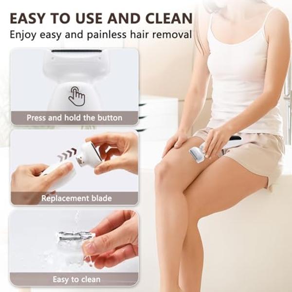 Haosens Electric Shaver for Women, Womens Electric Razor, Cordless Bikini Trimmer - Rechargeable Smooth & Painless 2 in 1 Womens Shave for Bikini Hair Removal Underarm Public Hairs