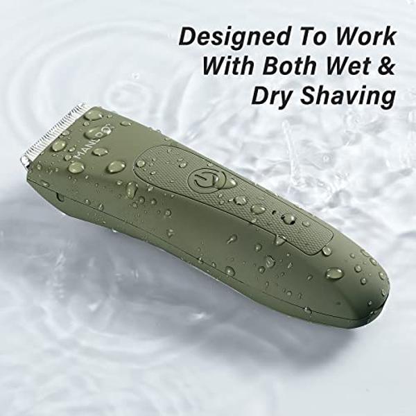 MANSPOT Manscape Pubic Hair Trimmer for Men and Women, Electric Ball Trimmer Pubic Trimmer Shaver,Hypoallergenic Ceramic Blade Heads,Waterproof Wet/Dry Groin Shaver,20 Times Usage,