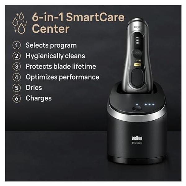Braun Series 9 PRO+ Electric Razor for Men, 5 Pro Shaving Elements and Shave-Preparing ProComfort Head for Closeness & Skin Comfort, 6in1 SmartCare Center, Wet or Dry Use, Charging