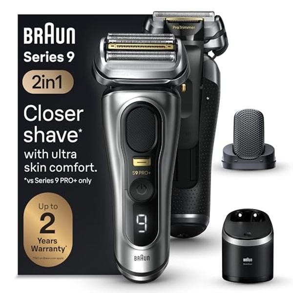 Braun Series 9 PRO+ Electric Razor for Men, 5 Pro Shaving Elements and Shave-Preparing ProComfort Head for Closeness & Skin Comfort, 6in1 SmartCare Center, Wet or Dry Use, Charging