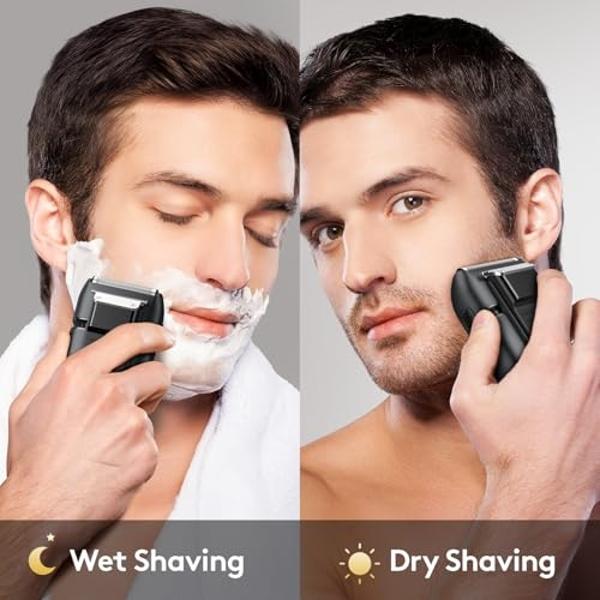 Brightup Foil Shaver Electric Razor & Shavers for Men with Trimmer[150 Min Runtime], IPX6 Waterproof Double Floating Blades for Shaving Face, Cordless/Type C Rechargeable/Travel Lo
