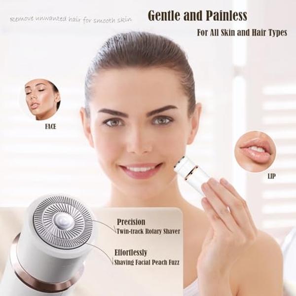 Electric Razor for Women: 2-in-1 Painless Epilator & Hair Removal Kit, Wet&Dry Use, Cordless, Type-C Rechargeable with Facial Hair Trimmer, 3-Blade Shaver Head, Plus Replacement Ti
