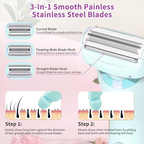 Dusk Razor for Women, Glide Pro 3.0 Razor, Duskofficial Razor Electric Shaver for Women, Dusk Glide Pro 3.0 Shaver, Silk Glide Pro Shaver, 2-in-1 Waterproof Painless Hair Removal W