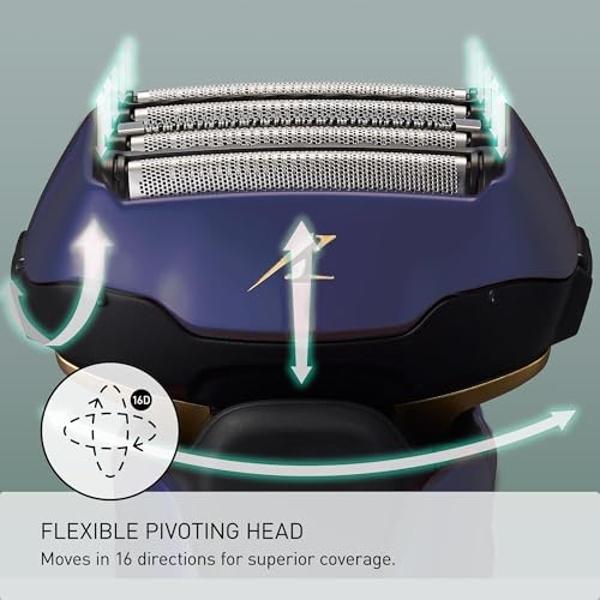 Panasonic ARC5 Electric Razor for Men with Pop-up Trimmer, Wet Dry 5-Blade Electric Shaver with Intelligent Shave Sensor and 16D Flexible Pivoting Head - ES-ALV6HA (Navy)