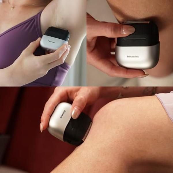 Panasonic Swipe Right Travel Shaver for Women, Portable Electric Razor with USB-C Charging, 3-Blade Cutting System for Dry or Wet Use - ES-CM3A-W