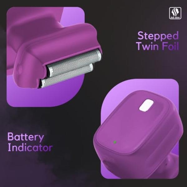 Skull Shaver One Lion Purple Pro Shaver for Women | Flawless Hair Removal | Electric Shaver with Stepped Twin foil Technology