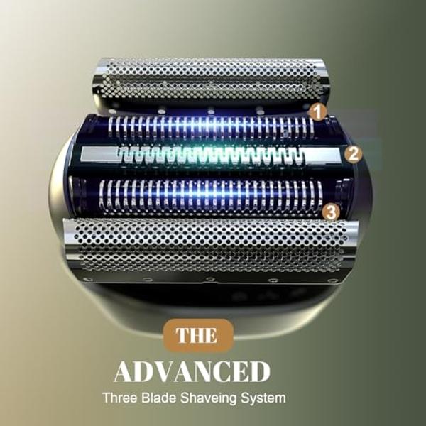Electric Foil Shavers for Men, Upgraded Mini Electric Razor with LED Display, Compact Face Shaver with IPX7 Waterproof, Foil Shaver for Men with 3 Blade Heads Floating Head Wet/Dry