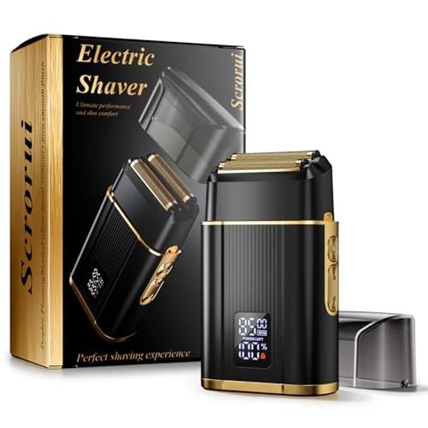 Scrorui Professional Foil Shaver for Men: Cordless Electric Razor with High-Speed Dual Blades, Rechargeable USB-C, IPX6 Waterproof & Travel-Friendly/Home Use
