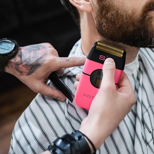 StyleCraft Instinct Metal Cordless Double Foil Shaver with IN2 Vector Motor Intuitive Torque Control, USB-C Rechargeable (Pink)
