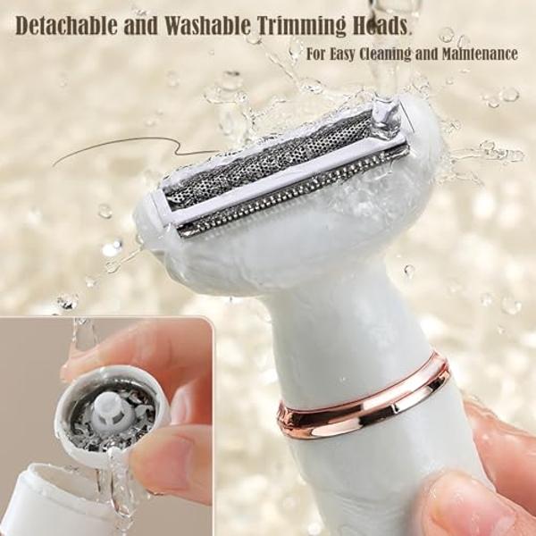 Electric Razor for Women: 2-in-1 Painless Epilator & Hair Removal Kit, Wet&Dry Use, Cordless, Type-C Rechargeable with Facial Hair Trimmer, 3-Blade Shaver Head, Plus Replacement Ti
