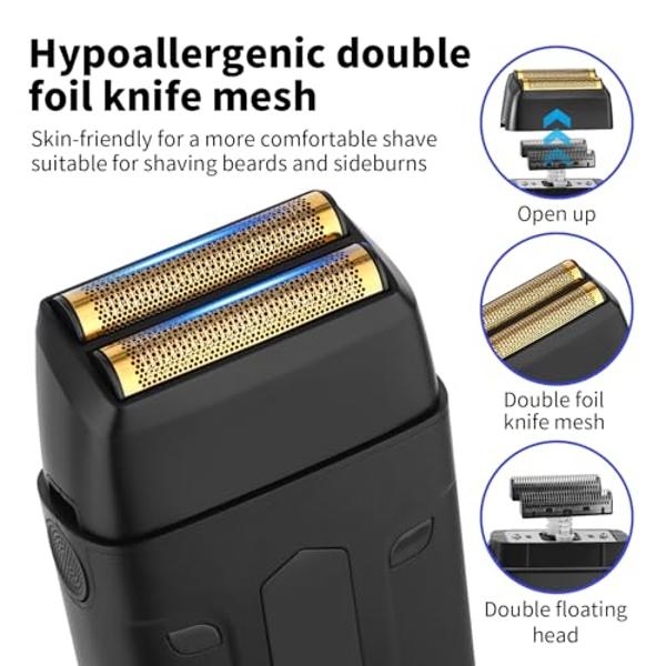 HIENA PRO Professional Reciprocating Electric Shaver for Men, Cordless Beard Trimmer & Bald Head Precision Trimmer, Foil Shaving and Men's Facial Grooming Tool with LED, Gifts for 