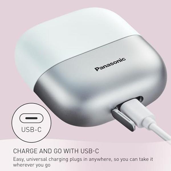 Panasonic Swipe Right Travel Shaver for Women, Portable Electric Razor with USB-C Charging, 3-Blade Cutting System for Dry or Wet Use - ES-CM3A-W