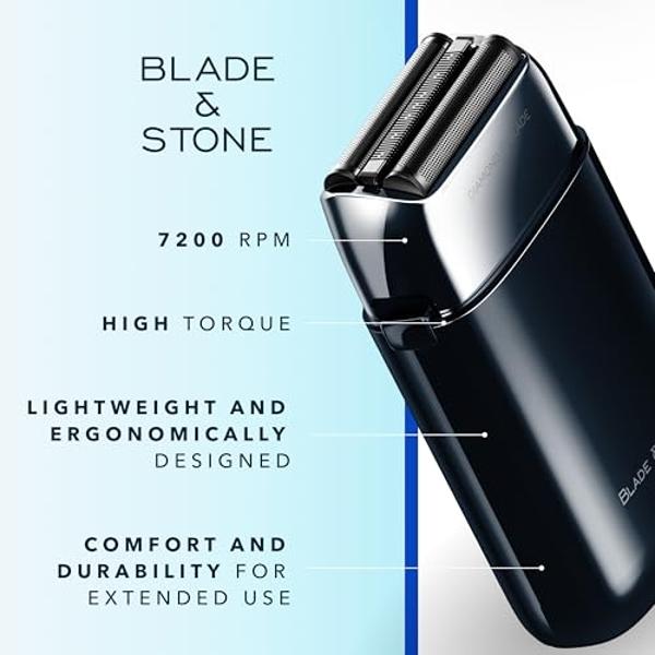 Blade & Stone™ PS501 Foil Shaver | Graphene-X™ Blade | Professional Foil Shaver for Men | 8000 RPM Durable Motor, All-Metal, Cordless Barber Shaver - Dark Night