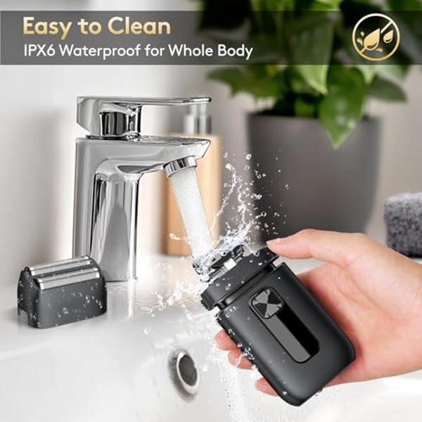 Brightup Foil Shaver Electric Razor & Shavers for Men with Trimmer[150 Min Runtime], IPX6 Waterproof Double Floating Blades for Shaving Face, Cordless/Type C Rechargeable/Travel Lo