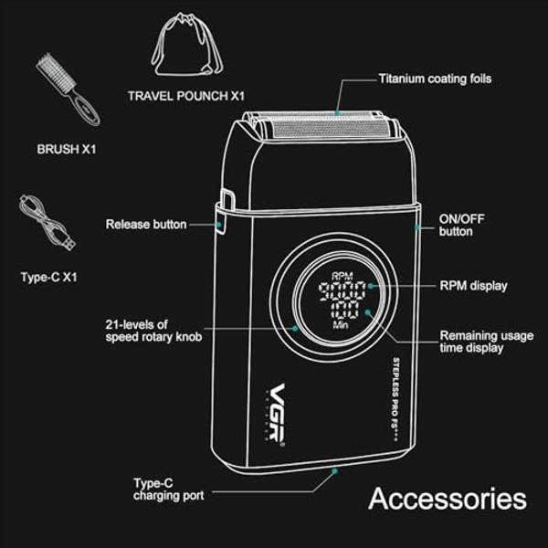 KEMEI Foil Shaver Double Electric Shaver for Men Electric Razors Head Shavers for Bald Men Barber Supplies Hair & Beard Trimmer Cordless Rechargeable