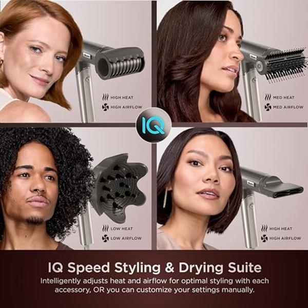 Shark SpeedStyle Pro Flex Professional Performance High-Velocity Hair Dryer System with Scalp Shield & IQ Speed Styling and Drying Suite, Lightweight, Ionic, No Heat Damage, Mocha 