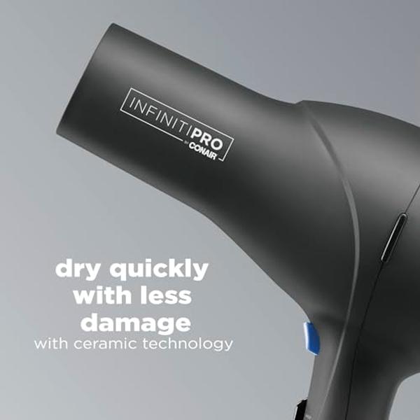 INFINITIPRO by CONAIR Hair Dryer with Diffuser | Salon Performance AC Motor Blow Dryer | Includes Diffuser, Concentrator and Bonus Blow-Out Brush | Grey - Amazon Exclusive | Packag