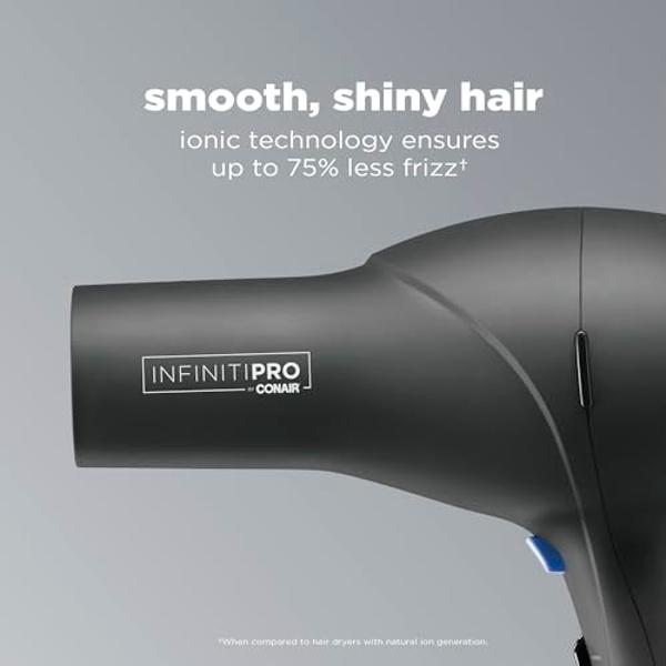 INFINITIPRO by CONAIR Hair Dryer with Diffuser | Salon Performance AC Motor Blow Dryer | Includes Diffuser, Concentrator and Bonus Blow-Out Brush | Grey - Amazon Exclusive | Packag