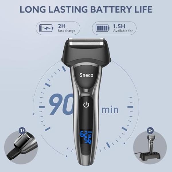 Electric Razor for Men, Waterproof Foil Shaver, with Beard Trimmer and Body Groomer, Rechargeable, Charging Stand Included Electric Shaver shavers for Men Razors，