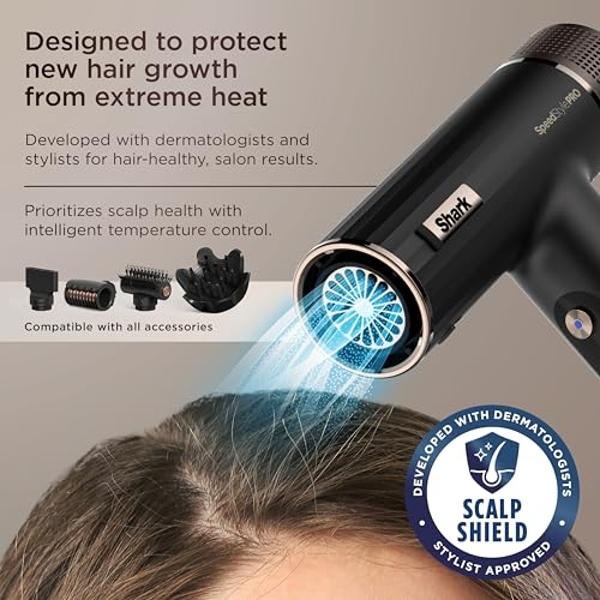 Shark SpeedStyle Pro Professional Performance High-Velocity Hair Dryer System with Scalp Shield and IQ Speed Styling & Drying Suite, Straight and Wavy Hair, Lightweight, Ionic, No 