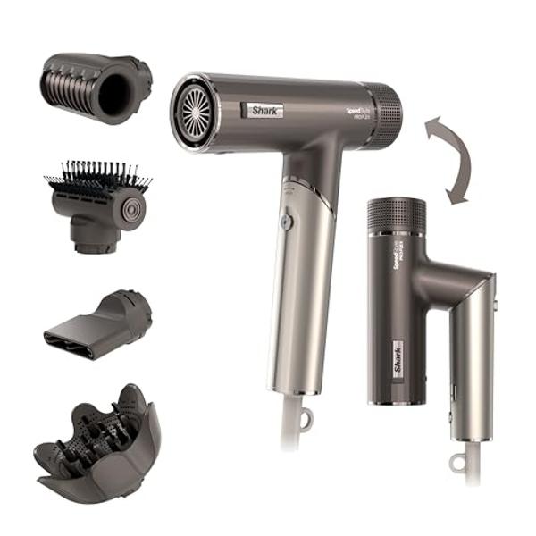 Shark SpeedStyle Pro Flex Professional Performance High-Velocity Hair Dryer System with Scalp Shield & IQ Speed Styling and Drying Suite, Lightweight, Ionic, No Heat Damage, Mocha 