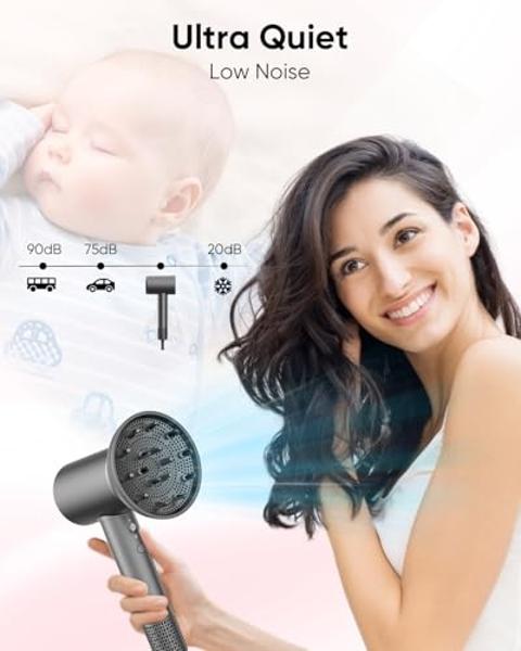 Hair Dryer Professional Ionic Blow Dryer Fast Drying for Women Men Kids, Hair Dryer Lightweight Portable Travel Hairdryer Styling Tools & Appliances with Styling Nozzle Reducing Fr