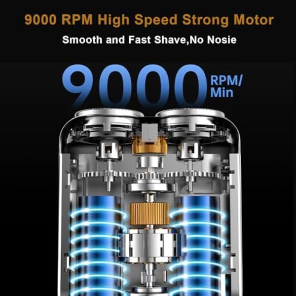 Electric Mini Shaver for Men,Mini Pocket Razor,Dual Floating Head Compact Shaver-LED Power Display,Waterpoof Body&Magnetic Blade-Easy Clean,Great for Travel,car,Home (Black)