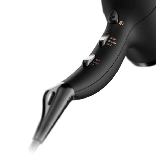 Andis 80750 1875-Watt Tourmaline Ceramic Ionic Salon Hair Dryer with Diffuser, Fast Dry Low Noise Blow Dryer, Travel Hairdryer for Normal & Curly Hair, Soft Grip, Black