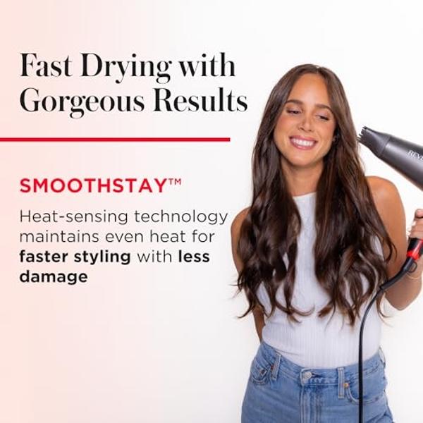 Conair Hair Dryer with Diffuser and Folding Handle, Travel Friendly Hair Dryer, Radiance Boost Blow Dryer for Less Frizz, More Shine, and Irresistibly Silky Hair, Includes Diffuser