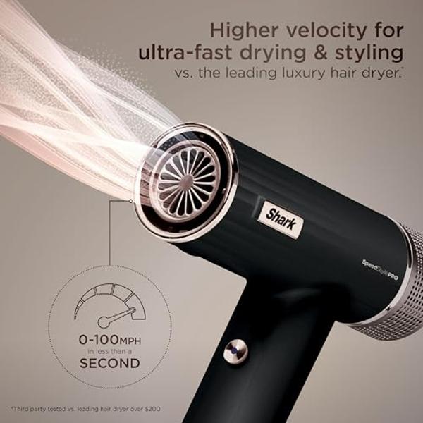 Shark SpeedStyle Pro Professional Performance High-Velocity Hair Dryer System with Scalp Shield and IQ Speed Styling & Drying Suite, Straight and Wavy Hair, Lightweight, Ionic, No 