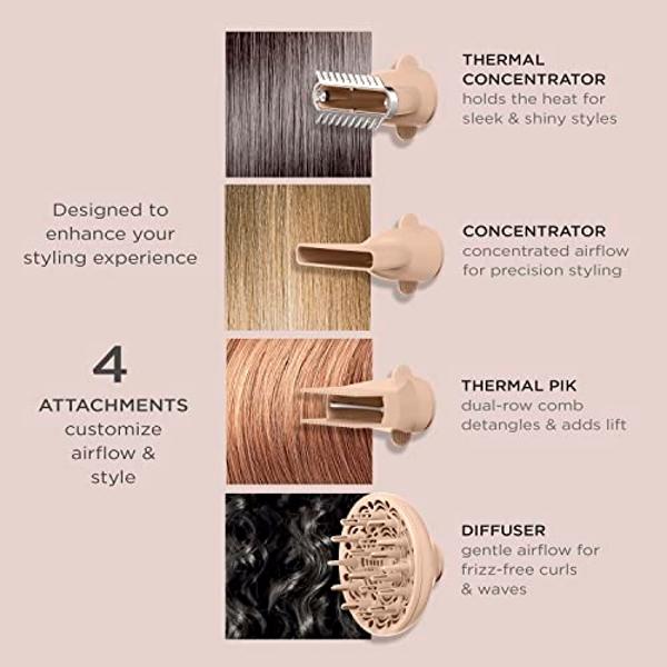 Conair Infiniti Pro Hair Dryer with Diffuser plus 3 Other Attachments | Performa Series Hair Dryer | Blow Dryer with Professional Performance Motor | Blush Pink