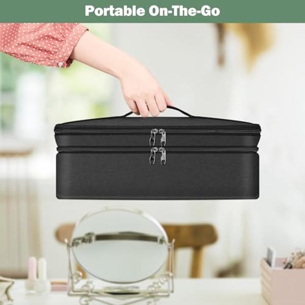 SITHON Double-Layer Travel Carrying Case for Shark FlexStyle/SmoothStyle, Water Resistant Storage Organizer Bag for Airwrap Styler, Also for Revlon One-Step Hair Dryer (Bag Only) (