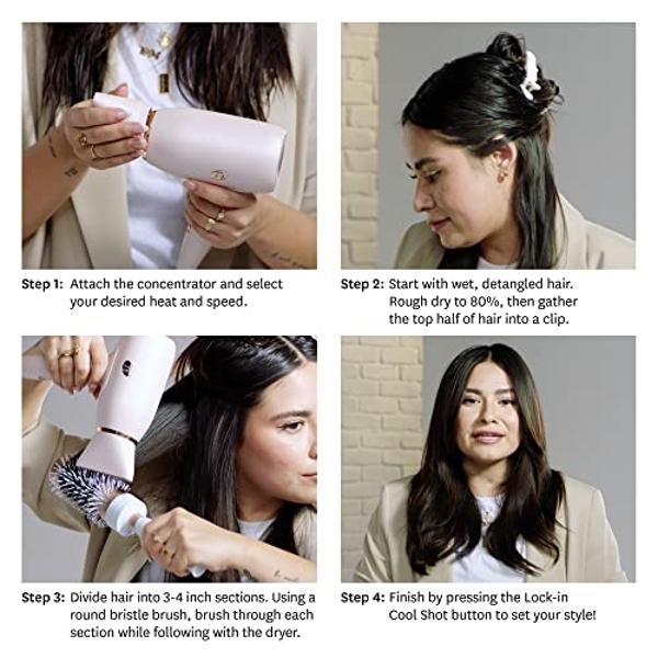 REVLON SmoothStay Coconut Oil Infused Hair Dryer with Diffuser, Blow Dryer with Diffuser and Concentrator Attachment, for Shinier, Smoother, Salon-Quality Hair