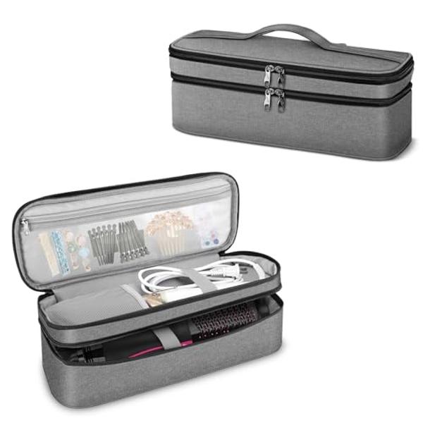 SITHON Double-Layer Travel Carrying Case for Shark FlexStyle/SmoothStyle, Water Resistant Storage Organizer Bag for Airwrap Styler, Also for Revlon One-Step Hair Dryer (Bag Only) (