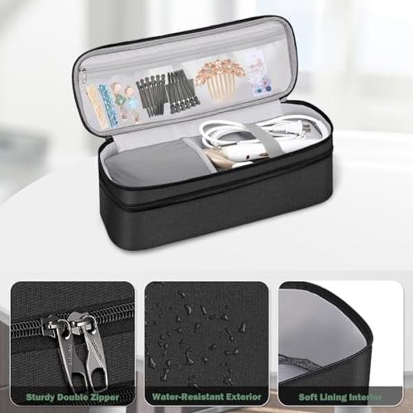 SITHON Double-Layer Travel Carrying Case for Shark FlexStyle/SmoothStyle, Water Resistant Storage Organizer Bag for Airwrap Styler, Also for Revlon One-Step Hair Dryer (Bag Only) (
