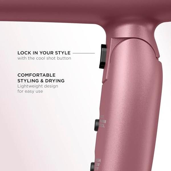 Conair Hair Dryer with Diffuser and Folding Handle, Travel Friendly Hair Dryer, Radiance Boost Blow Dryer for Less Frizz, More Shine, and Irresistibly Silky Hair, Includes Diffuser