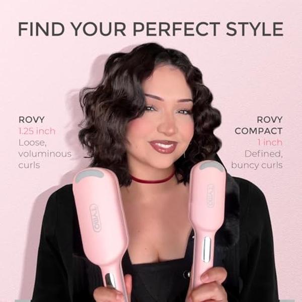 Curling Iron Hair Crimper Waver - TYMO ROVY Beach Waves Curling Wand, Ionic Deep Waver Hair Curler Tool with Ceramic 3 Barrel for Women, Dual Voltage, Anti-Scald, Easy to Use, Pink