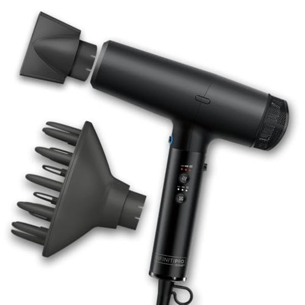 INFINITIPRO by CONAIR DigitalAIRE Hair Dryer | Frizz-Eliminating Hair Dryer with Diffuser | Hair Blow Dryer with Up to 5X More Speed for Higher Air Pressure & Drying Power | Black