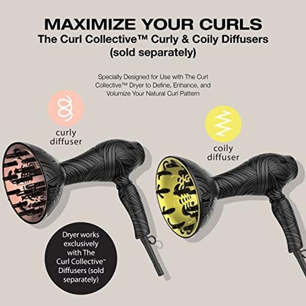 Conair The Curl Collective 1875 Watt Ionic Ceramic Hair Dryer, Black, 18"
