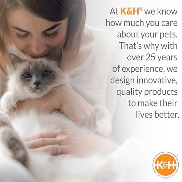 K&H Pet Products Thermo-Kitty Bed Heated Cat Beds for Large Indoor Cats & Dogs, Calming Warming Pillow Pet Bed, Machine Washable, Removable Heater, Safety Listed - Large 20" Round 