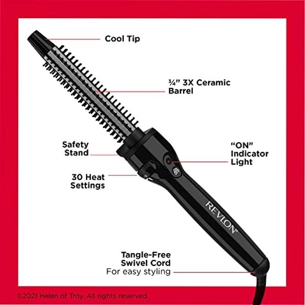 Revlon Perfect Heat Triple Ceramic Curling Brush Iron | for Silky Smooth Wave Curls (3/4 in)