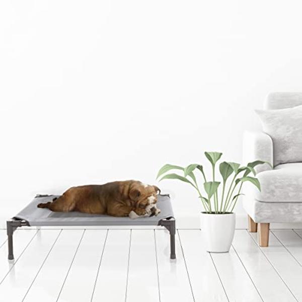 Elevated Dog Bed - 30x24-Inch Portable Pet Bed with Non-Slip Feet - Indoor/Outdoor Dog Bed or Puppy Cot for Pets up to 50lbs by PETMAKER (Gray)