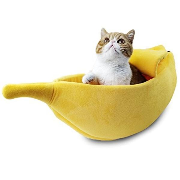 Petgrow · Cute Banana Cat Bed House Large Size, Christmas Pet Bed Soft Warm Cat Cuddle Bed, Lovely Pet Supplies for Cats Kittens Rabbit Small Dogs Bed,Yellow