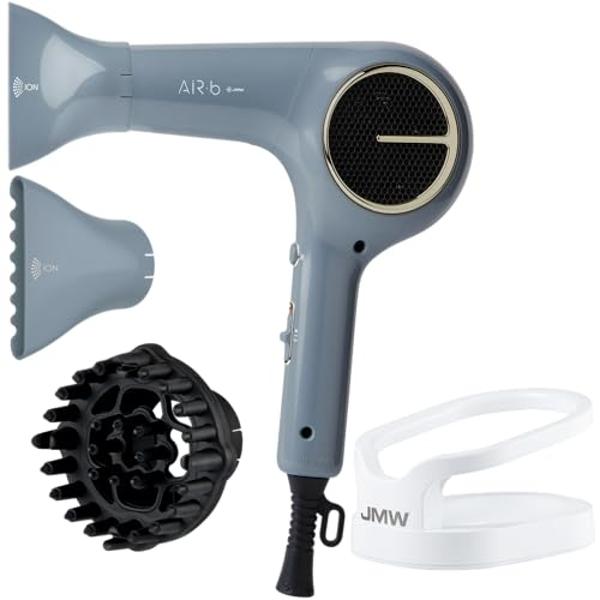JMW Hair Dryer AIR B with Diffuser & Dryer Stand 1600W - Light Weight, Powerful BLDC Motor, 100% Cool Wind Without Heat, Compact, Low Noise Blow Dryer for Home Travel Salon (AIR B·