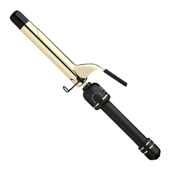 HOT TOOLS New and Improved 24K Gold Professional 1" Extended Barrel Curling Iron with Clamp for Bouncy Curls | 24K Gold Technology for Long-Lasting Results & Longer Barrel for Easy