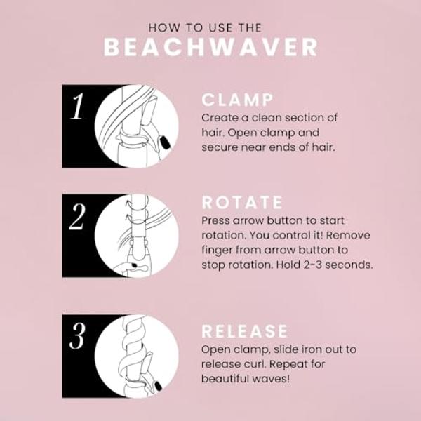 The Beachwaver Co. Beachwaver B1.25 Rotating Curling Iron - Pink Sunset | Automatic 1.25 Inch Ceramic Curling Iron | Auto-Shut Off, Travel-Friendly, Dual Voltage | B-Series (BW17SS