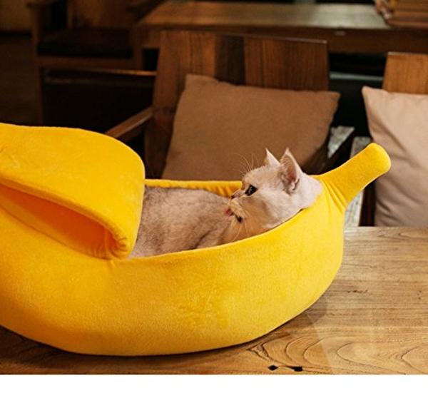 Petgrow · Cute Banana Cat Bed House Large Size, Christmas Pet Bed Soft Warm Cat Cuddle Bed, Lovely Pet Supplies for Cats Kittens Rabbit Small Dogs Bed,Yellow