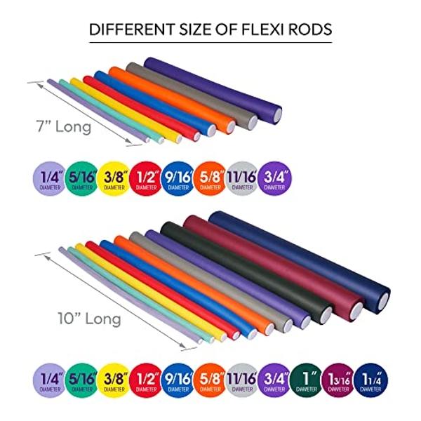 Red by Kiss 30 PCS Flexi Rods, Flexible Curling Rods, Twist Foam Hair Rollers, No Heat Hair Curlers 10" Sets