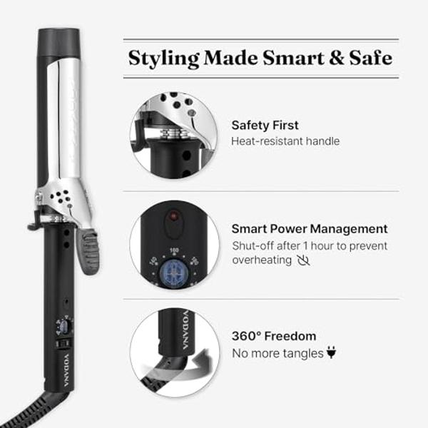 360° Airflow Styler Curling Iron - 1.25 Inch Hair Straightener and Curler 2 in 1 with Vented Cool Air to Lock Style, Extra Long Flat Iron Curling Wand, 5 Temps LCD Display, Dual Vo