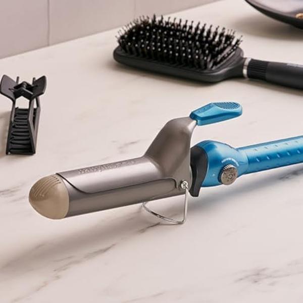 BaBylissPRO Nano Titanium Spring Curling Iron, 1.25" Professional Spring Hair Curler for Long Lasting Curls & All Hair Types